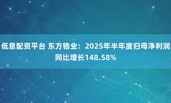 低息配资平台 东方锆业：2025年半年度归母净利润同比增长148.58%